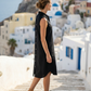 Toofan - Black - Back Button Dress Stylish Linen Women Fit - L504