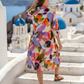 Toofan - Printed - Tier Dress Cotton Summer Abstract Midi Dress - CP77-193