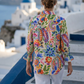 Toofan - Smocking Sleeve Printed Shirt Tropical Floral Linen Shirt - LP50-8