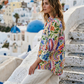 Toofan - Smocking Sleeve Printed Shirt Tropical Floral Linen Shirt - LP50-8