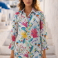 Toofan - Smocking Sleeve Printed Shirt Linen Floral Summer Shirt - LP50-1