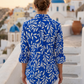 Toofan - Smocking Sleeve Printed Shirt Blue Linen Floral Shirt - LP50-2